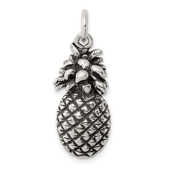Sterling Silver Antiqued Pineapple Pendant - Picture 1 of 6